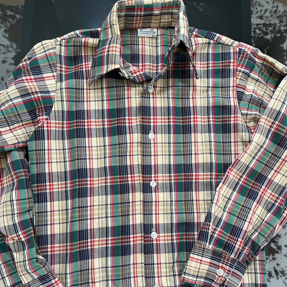 VTG 60s Billy the Kid Permanent Press Kids Button Down - Sz: 14 KIDS
